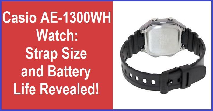 Casio AE-1300WH watch strap size and extended battery life details